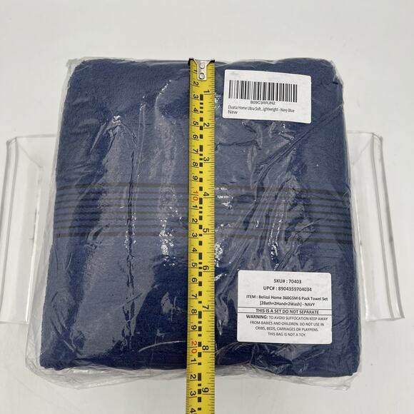 Elvana Home Navy Ultra Soft 6 Pack Cotton Towel Set Contains 2 Bath Towels 28x55 - Picture 8 of 9
